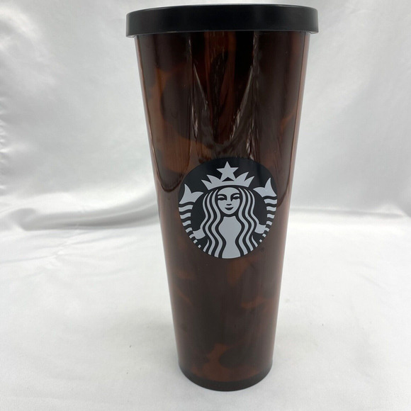 Starbucks Venti 24 Oz. 2019 Mocha Swirl Tortoise Shell Leopard Tumbler NO Straw - Picture 2 of 9
